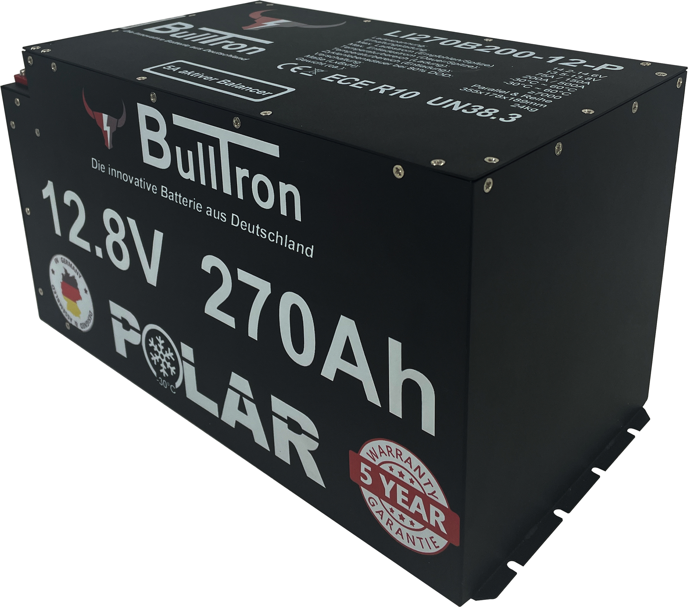 270Ah BullTron Polar LiFePO4 12.8V Akku mit Smart BMS, Bluetooth App und Heizung